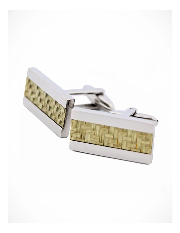 Stainless Steel and Yellow Fibreglass Cufflinks image 3