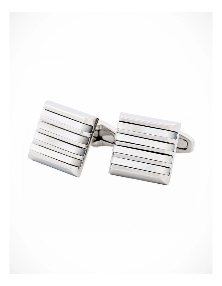 Rhodium Mother Of Pearl Cufflinks image 1