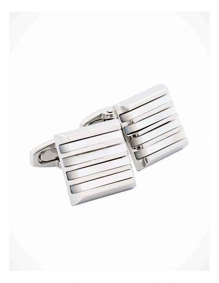Rhodium Mother Of Pearl Cufflinks image 3