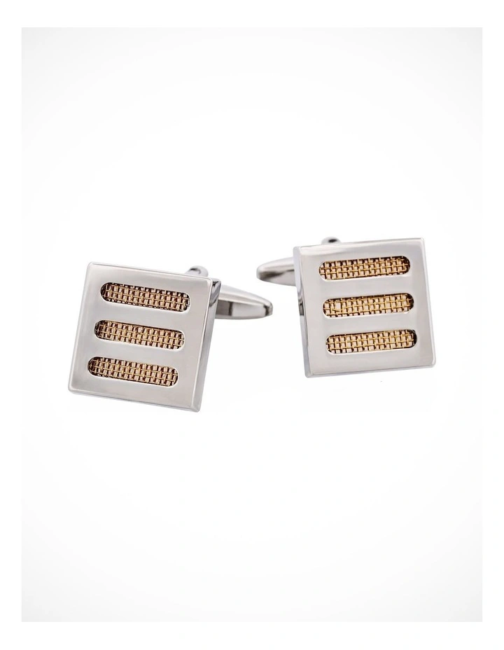 Rhodium & Gold Plated Square Cufflinks image 1