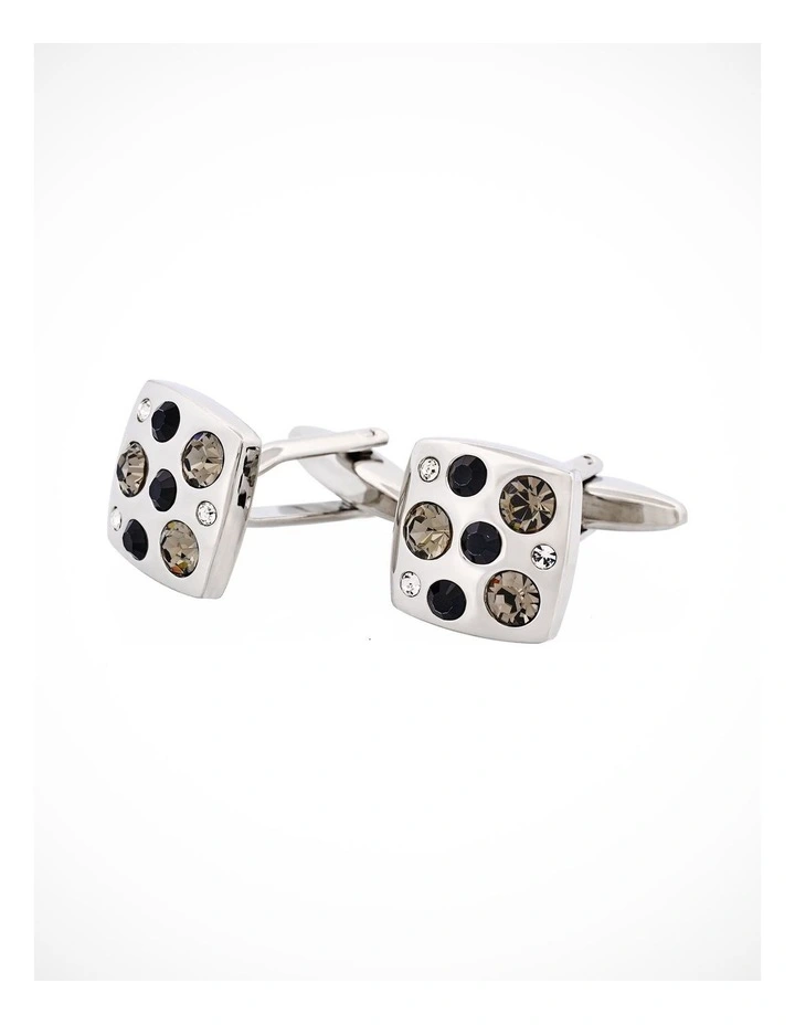 Rhodium & Crystal & Jet Cufflinks image 2