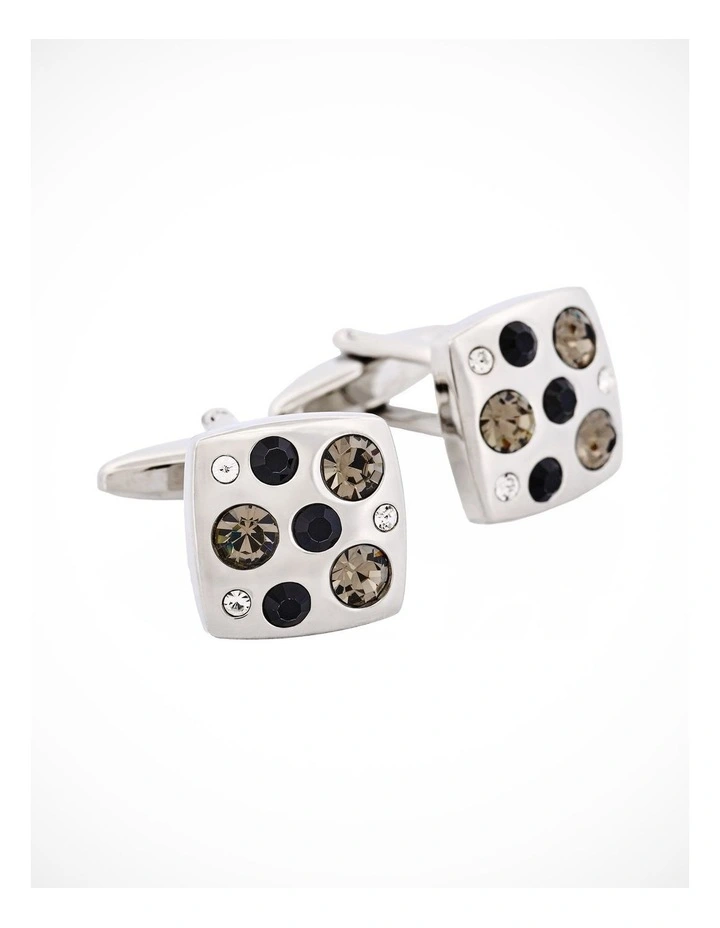 Rhodium & Crystal & Jet Cufflinks image 3