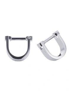 Rhodium Plated Striped Wraparound Cufflinks