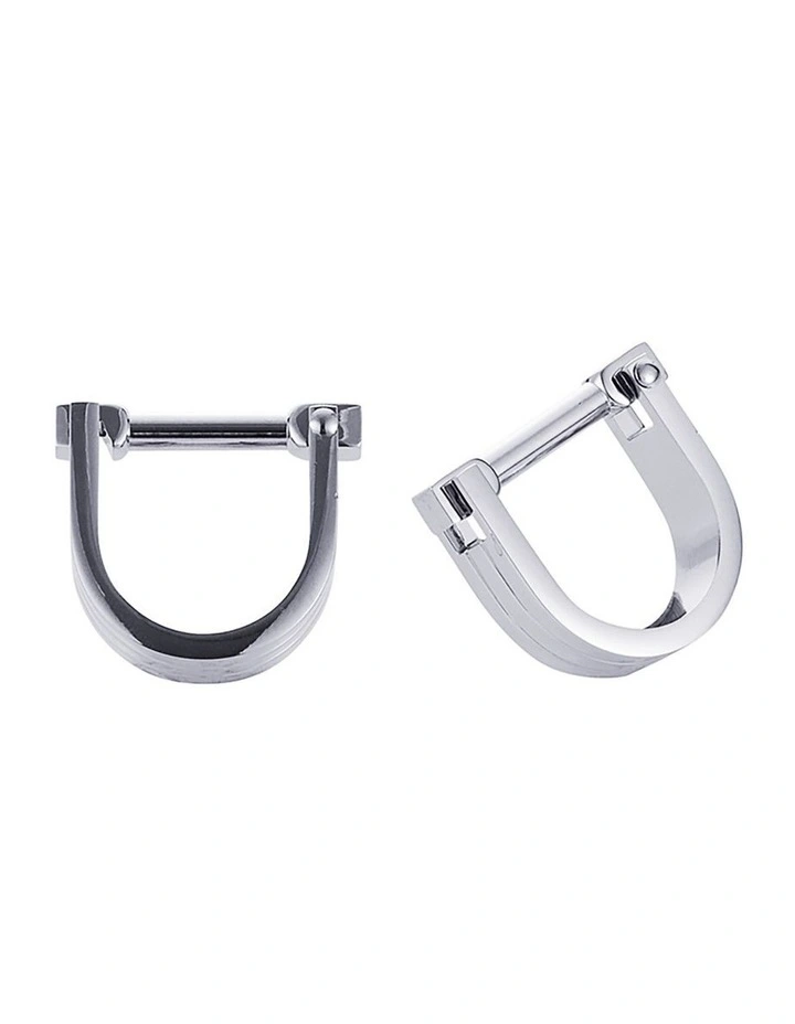 Rhodium Plated Striped Wraparound Cufflinks image 1