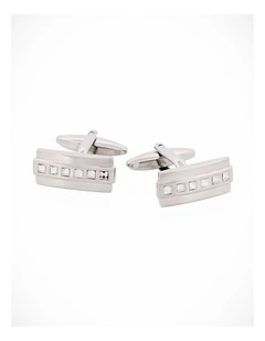 Rhodium Crystal Cufflinks