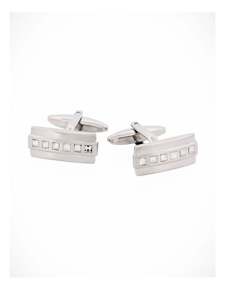 Rhodium Crystal Cufflinks image 1