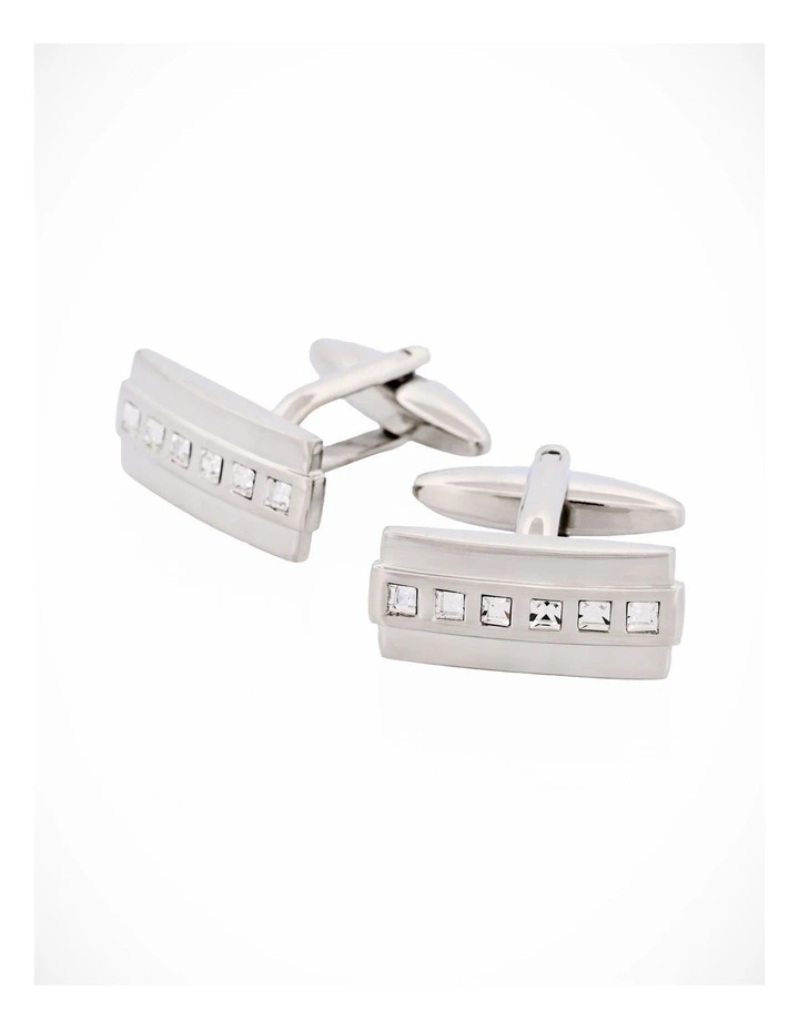 Rhodium Crystal Cufflinks image 2