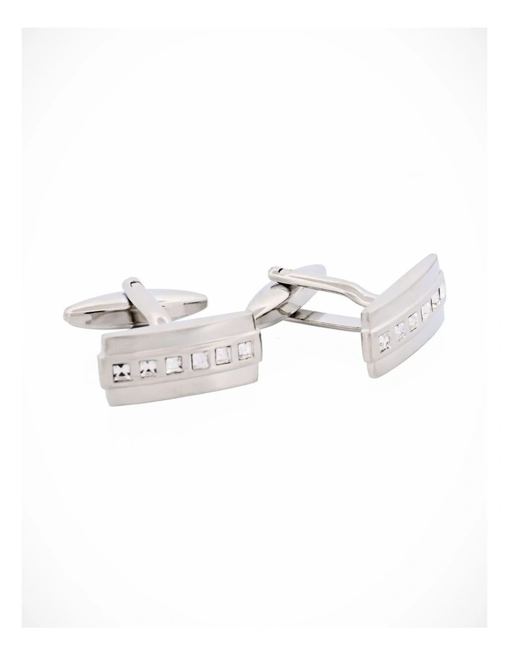 Rhodium Crystal Cufflinks image 3