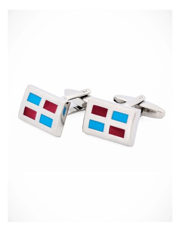 Red Blue Enamel Cufflinks image 1
