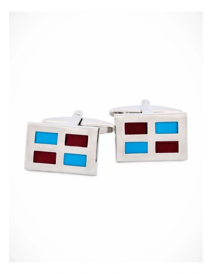 Red Blue Enamel Cufflinks image 2