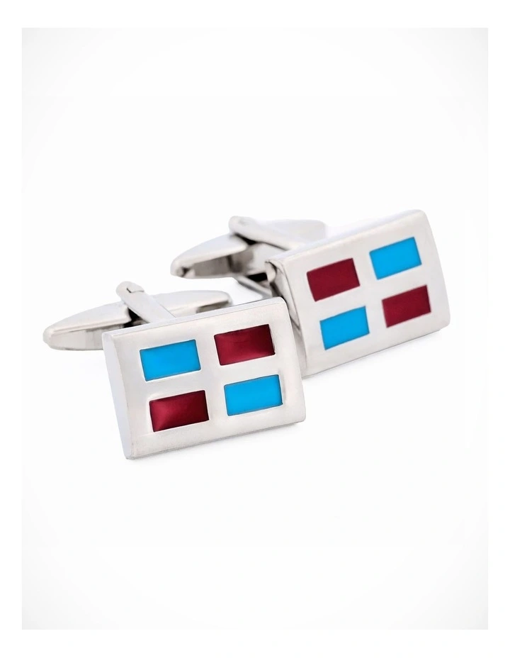 Red Blue Enamel Cufflinks image 3
