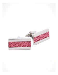 Stainless Steel Pink Fibreglass Cufflinks