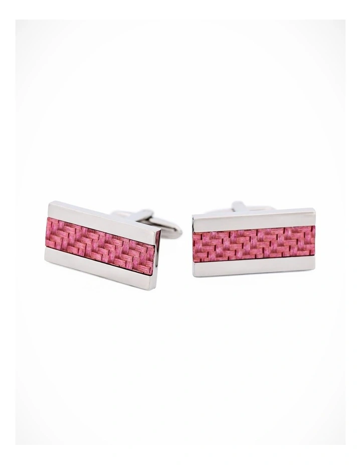 Stainless Steel Pink Fibreglass Cufflinks image 2