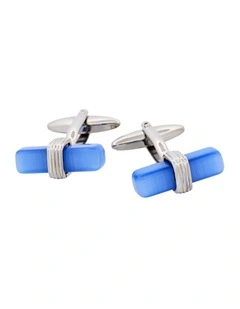 Blue Cats Eye T-Bar Cufflinks