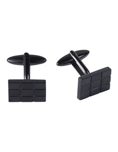 Stainless Steel Ion Plated Black Checker Board Cufflinks