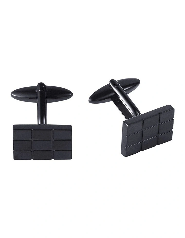 Stainless Steel Ion Plated Black Checker Board Cufflinks image 1