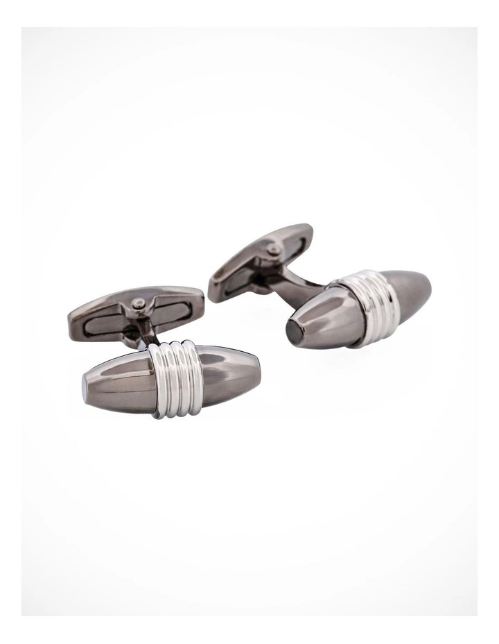 Gun Metal & Rhodium Plated Cufflinks image 2