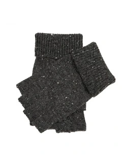 Dents Mens Fingerless Wool Blend Knitted Gloves w/ Marl Yarn in Charcoal