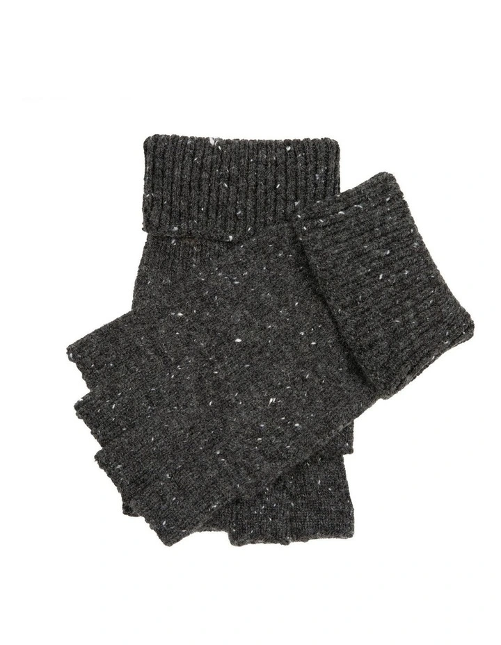 Dents Mens Fingerless Wool Blend Knitted Gloves w/ Marl Yarn in Charcoal image 1