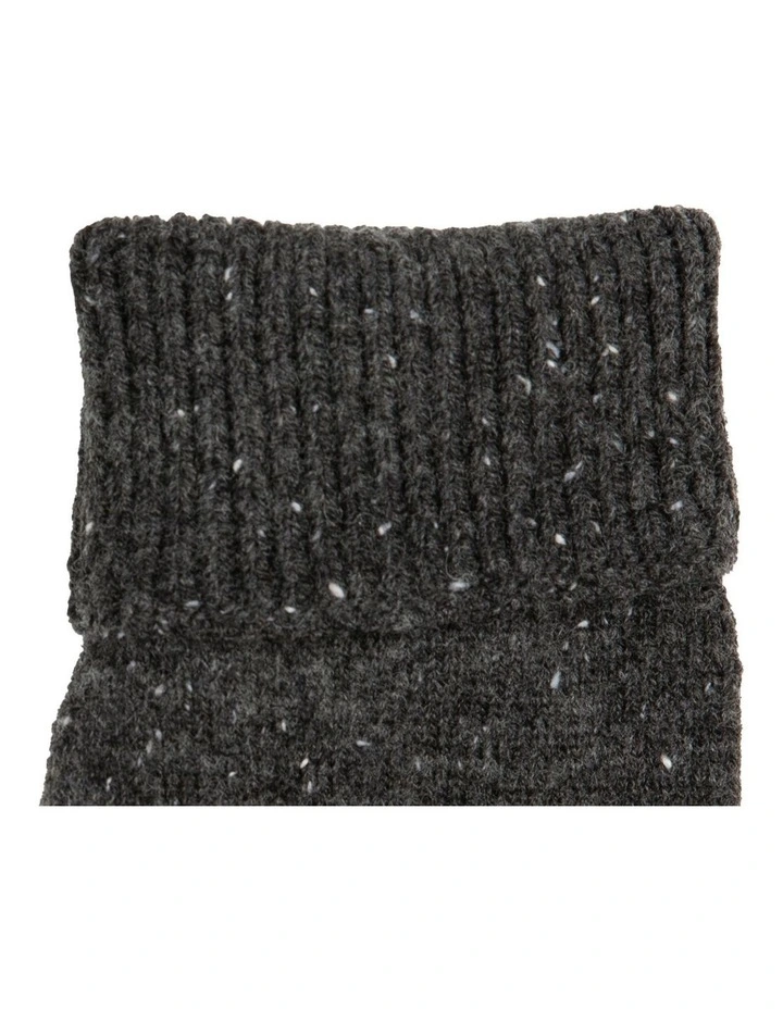 Dents Mens Fingerless Wool Blend Knitted Gloves w/ Marl Yarn in Charcoal image 3