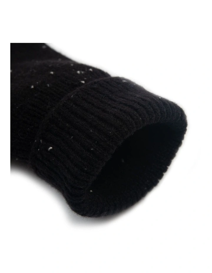 Dents Mens Fingerless Wool Blend Knitted Gloves w/ Marl Yarn in Black image 2