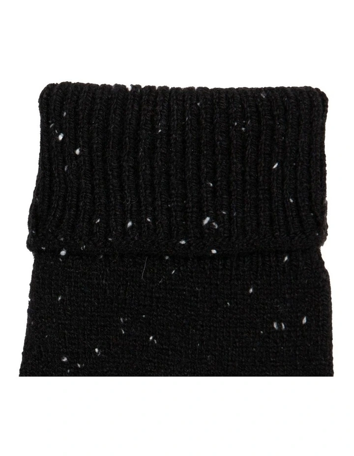 Dents Mens Fingerless Wool Blend Knitted Gloves w/ Marl Yarn in Black image 4