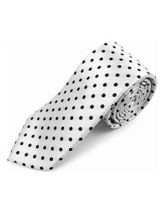 Formalaties Polka Dot 8cm Mens Satin Tie in Silver/Black