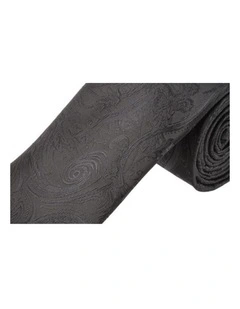 Formalities Premium Tapestry Slim Skinny Tie Paisley - Black - 5cm Wide