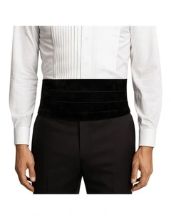 Luxury Velvet Cummberbund Waist Sash for Formal Weddings in Black