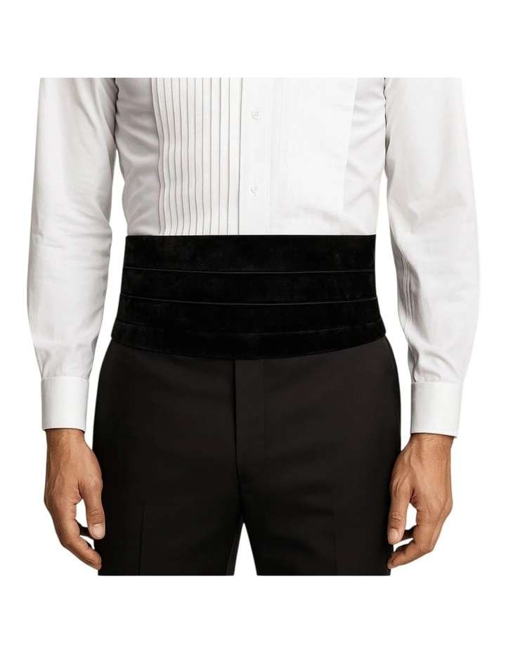 Luxury Velvet Cummberbund Waist Sash for Formal Weddings in Black image 1