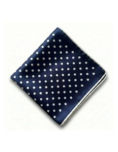 Formalaties Satin Polka Dot Hank Pocket Square Handkerchief in Navy/White