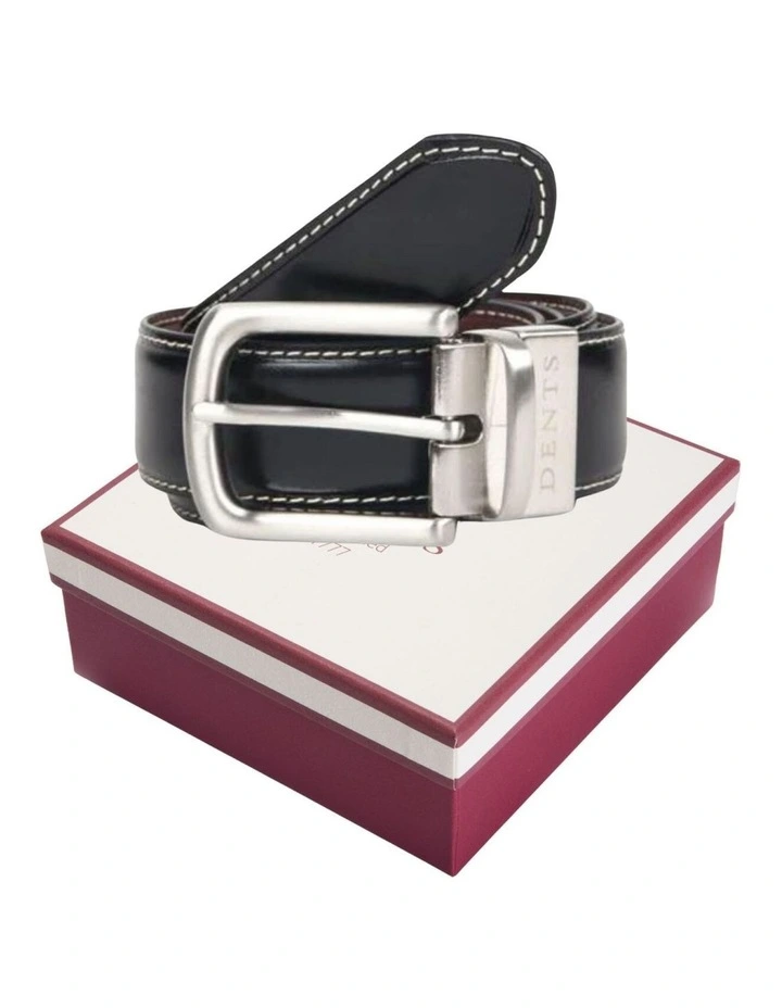 Dents Mens Reversible Lined Leather Belt in Gift Box in Black/Brown - S image 2