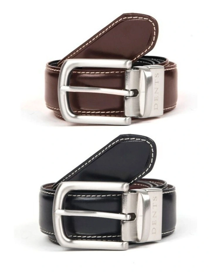 Dents Mens Reversible Lined Leather Belt in Gift Box in Black/Brown - S image 3