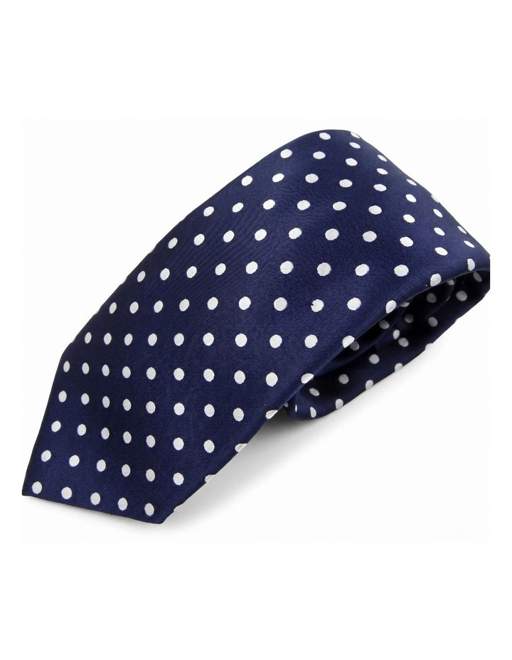 Formalaties Polka Dot 7cm Satin Tie in Navy/White image 1