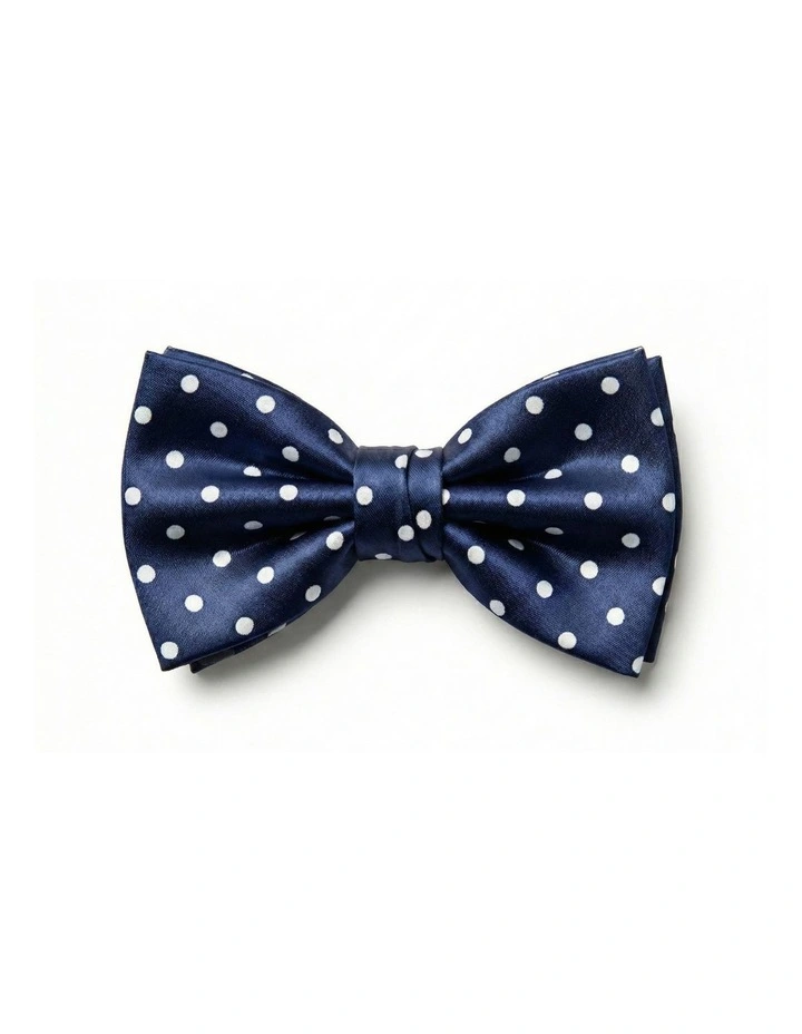 Formalaties Luxury Satin Polka Dot Bow Tie in Navy/White image 1