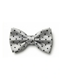 Formalaties Luxury Satin Polka Dot Bow Tie in Silver/Black