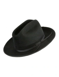Max Alexander Black Heritage Western Fedora  Structured Wool Felt M191B