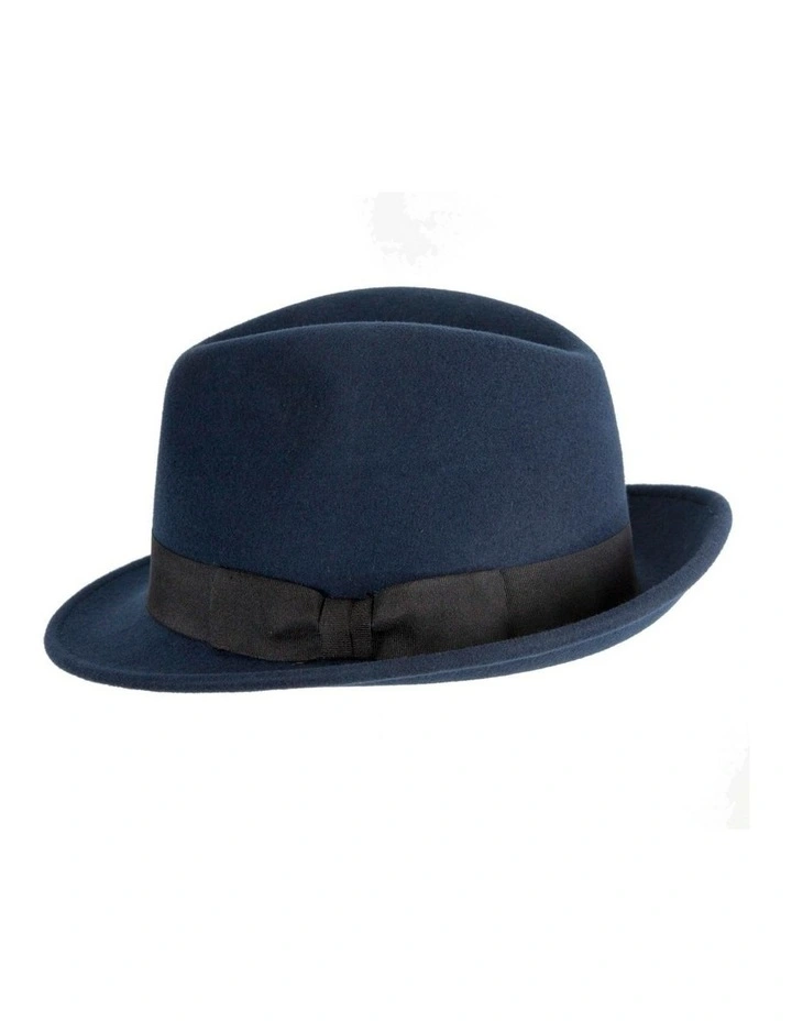 Navy & Black Fedora Felt Blues Brothers Homburg Hat M105NB image 3