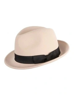 Beige & Black Fedora Felt Blues Brothers Homburg Hat M105BEB