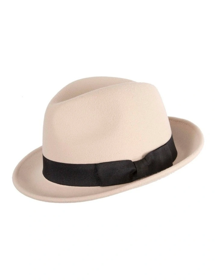 Beige & Black Fedora Felt Blues Brothers Homburg Hat M105BEB image 1