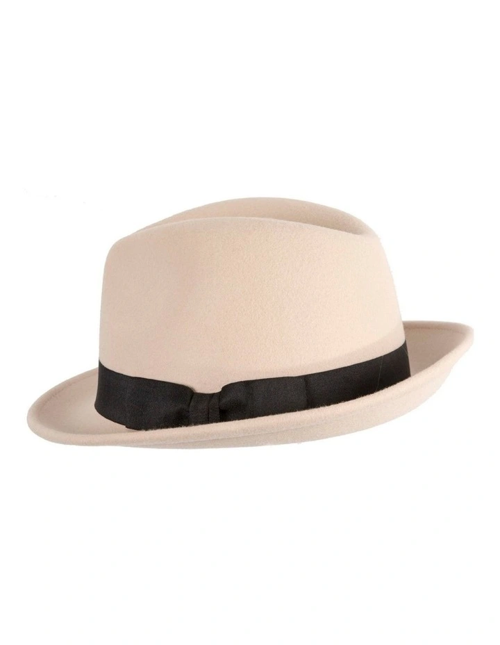 Beige & Black Fedora Felt Blues Brothers Homburg Hat M105BEB image 3