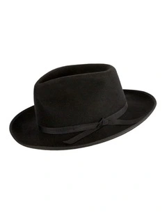 Max Alexander Black Heritage Fedora  Structured Wool Felt M190B