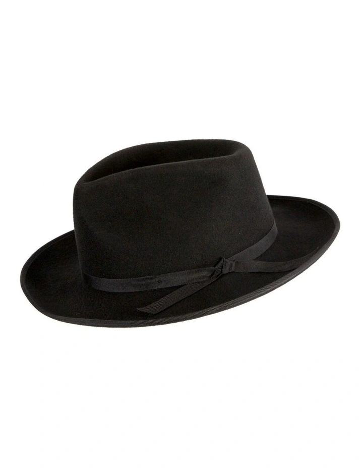 Max Alexander Black Heritage Fedora Structured Wool Felt M190B image 1