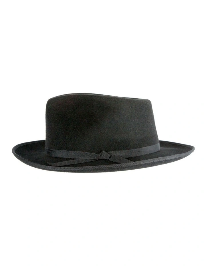 Max Alexander Black Heritage Fedora Structured Wool Felt M190B image 3