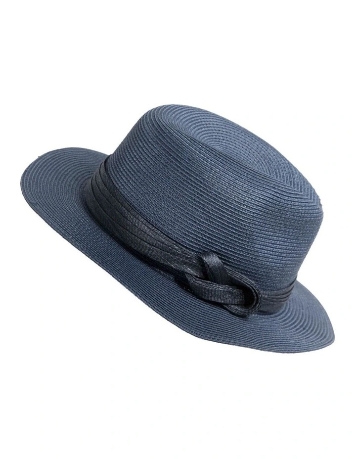 Soft navy unisex braid fedora hat MA990N image 2