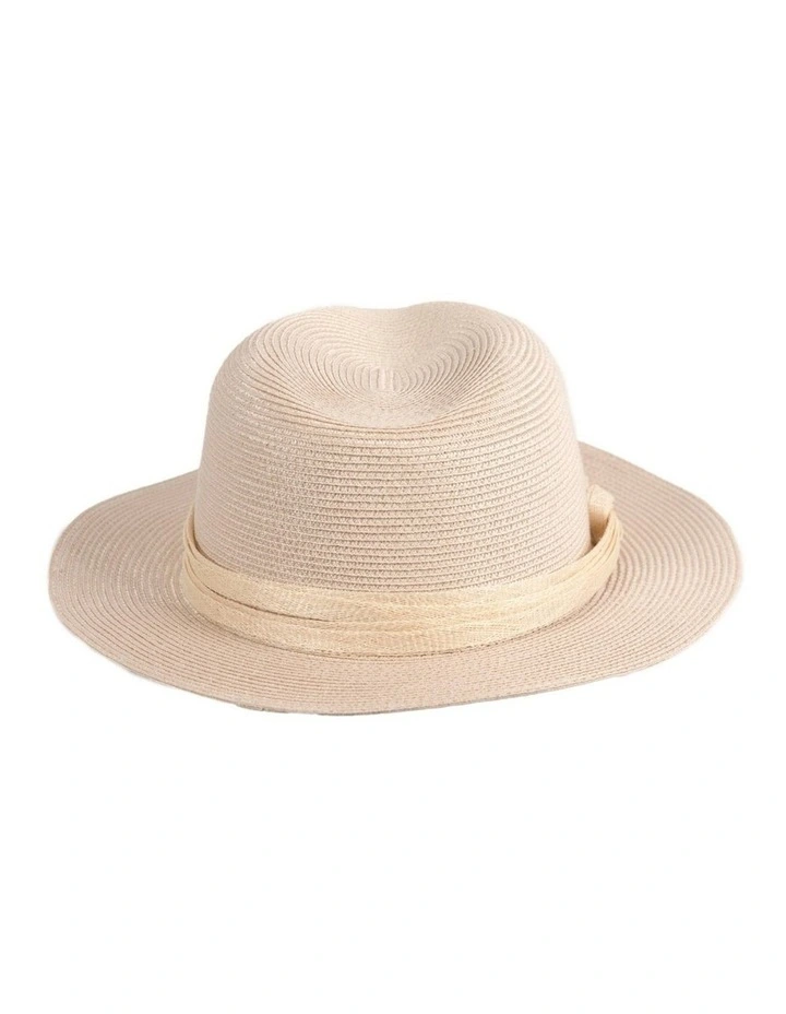 Soft beige unisex braid fedora hat MA990BE image 5