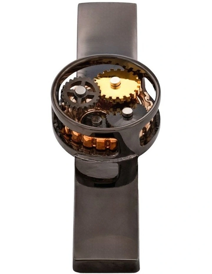 Gun Metal round watch movement Tie Bar image 1