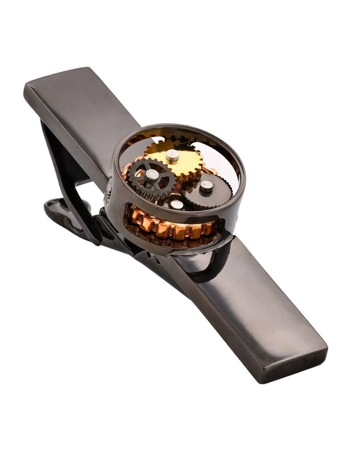 Gun Metal round watch movement Tie Bar image 2