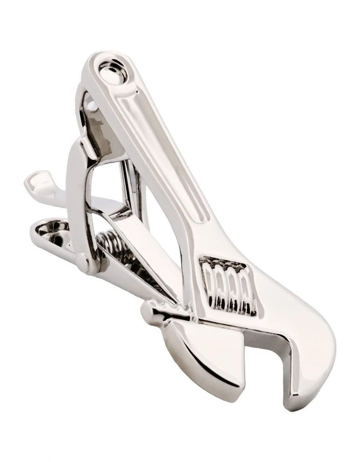 Imitation Rhodium Spanner Tie Bar image 2