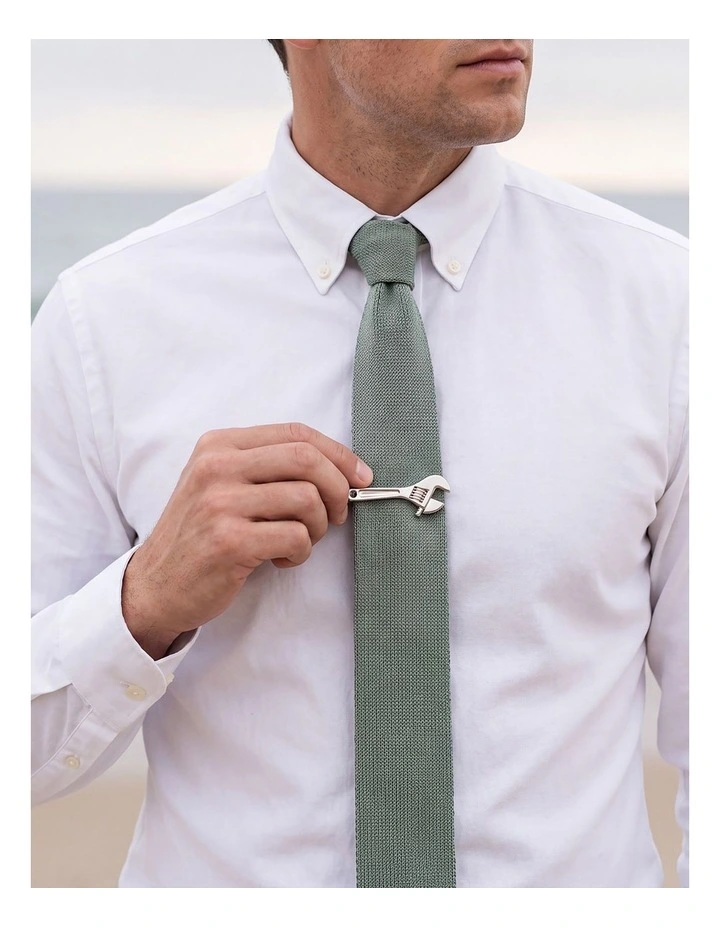 Imitation Rhodium Spanner Tie Bar image 3
